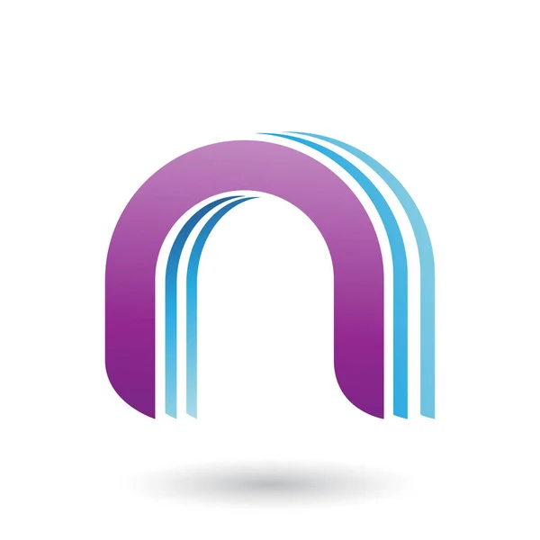 Icono en capas púrpura para la ilustración de la letra N — Foto de Stock