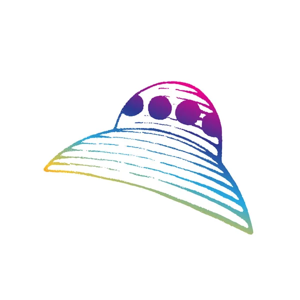 Bosquejo de tinta de color arco iris de Alien Ship Illustration — Foto de Stock