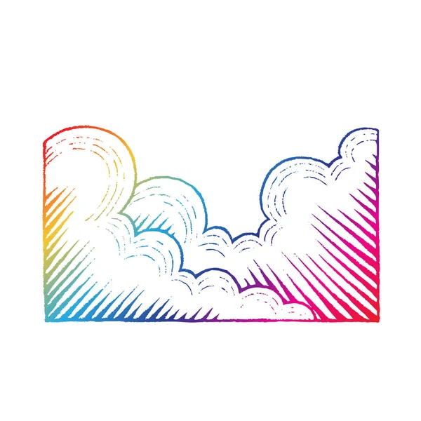 Regenboog gekleurde inkt schets van wolken illustratie — Stockfoto