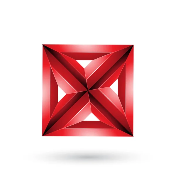 Rouge 3D géométrique relief carré et triangle X forme Illustra — Photo