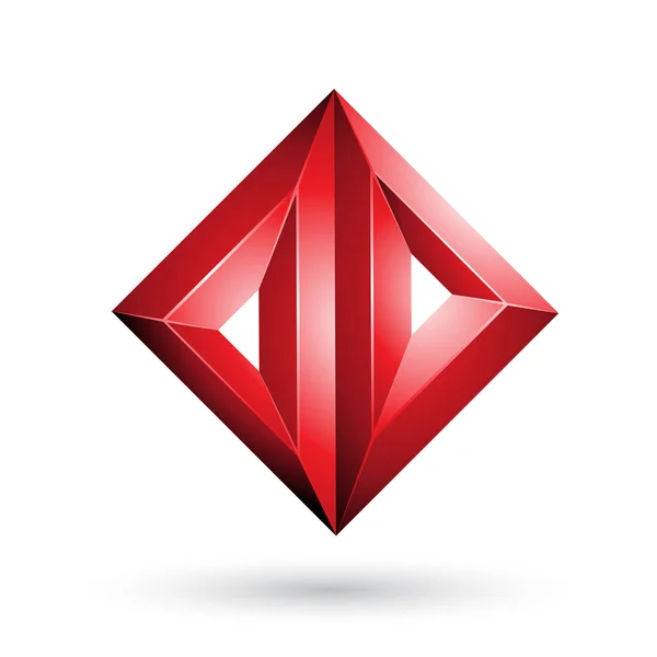 Illustrazione geometrica rossa della forma del diamante del triangolo goffrato 3d — Foto Stock