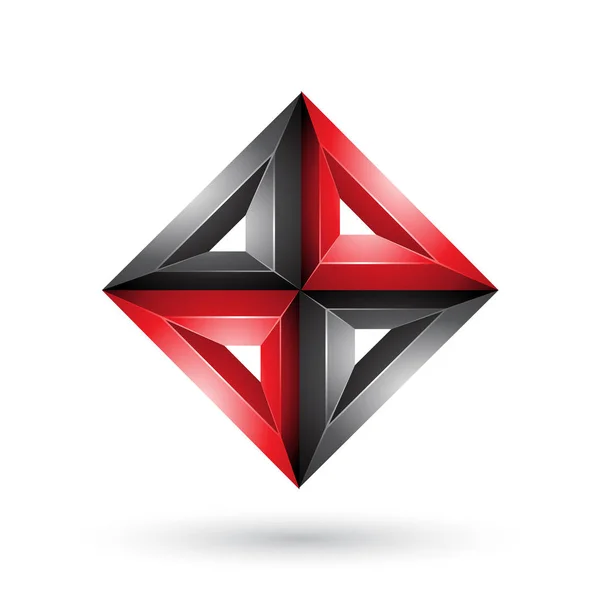 Illustration géométrique en relief diamant rouge et noir 3d — Photo