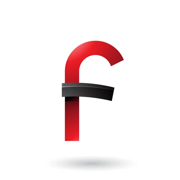 Rood en zwart vet bochtige letter F illustratie — Stockfoto