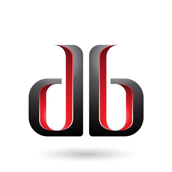 Εικονογράφηση κόκκινης και μαύρης διπλής όψης D και B γραμμάτων — Φωτογραφία Αρχείου