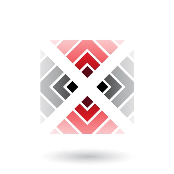 Roter und schwarzer Buchstabe x Symbol mit Quadraten und Dreiecken illustrati — Stockfoto