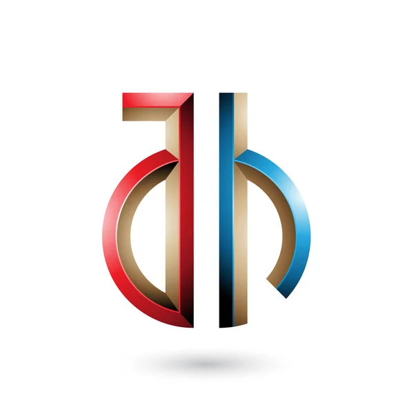 Rode en blauwe sleutel-achtige symbool van letters A en H illustratie — Stockfoto