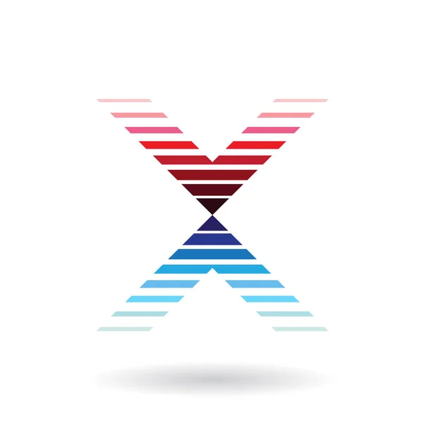 Röd och blå randig ikon för bokstaven X illustration — Stockfoto