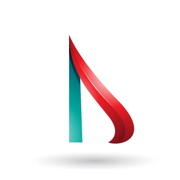 Lettera D in rilievo rossa e verde a forma di freccia Illustrazione — Foto Stock