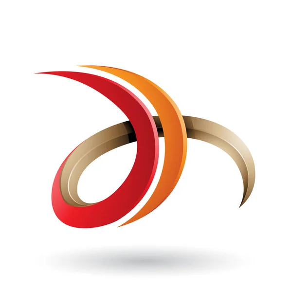 Röd och orange 3D Curly bokstaven D och H illustration — Stockfoto