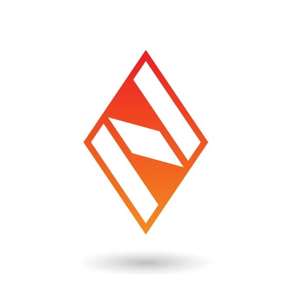 Röd och orange diamant formad bokstaven N illustration — Stockfoto