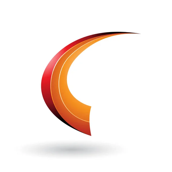 Rot und Orange dynamische fliegende Buchstabe C Illustration — Stockfoto