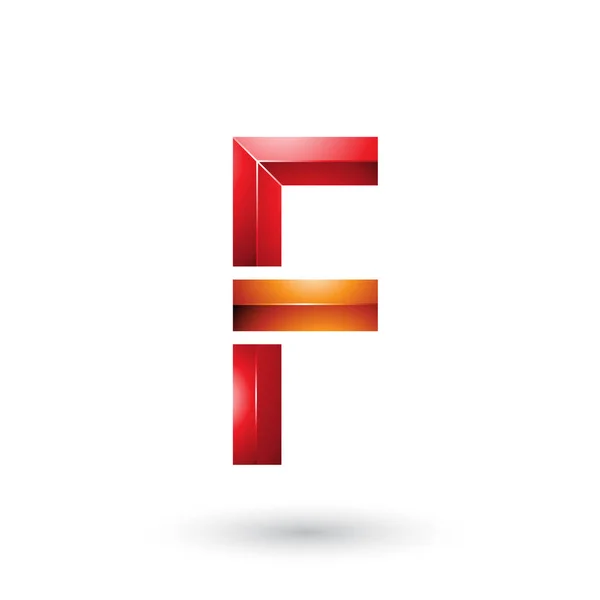 Illustrazione geometrica rossa e arancione della lettera F lucida — Foto Stock