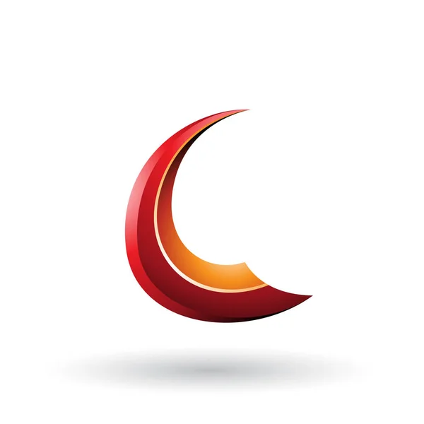 Rot und Orange glänzend fliegenden Buchstaben C Illustration — Stockfoto