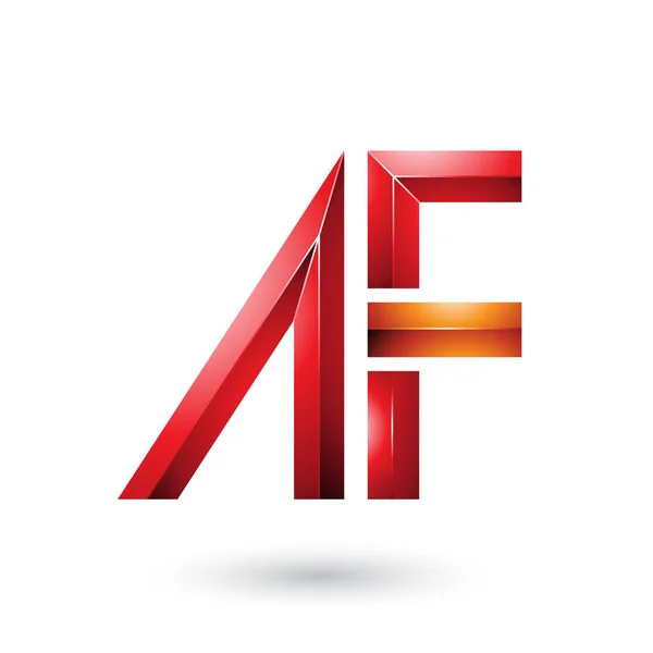 Κόκκινα και πορτοκαλί γυαλιστερά γράμματα της εικόνας A και F — Φωτογραφία Αρχείου