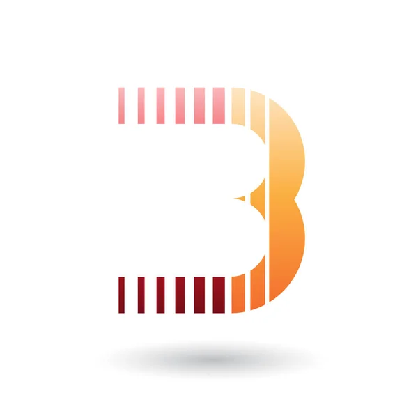 Czerwona i pomarańczowa litera B ikona z pionowymi paskami — Zdjęcie stockowe