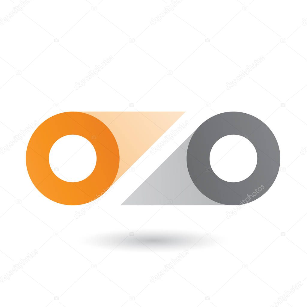 Illustration of Orange and Grey Double Letter O isolated on a White Background