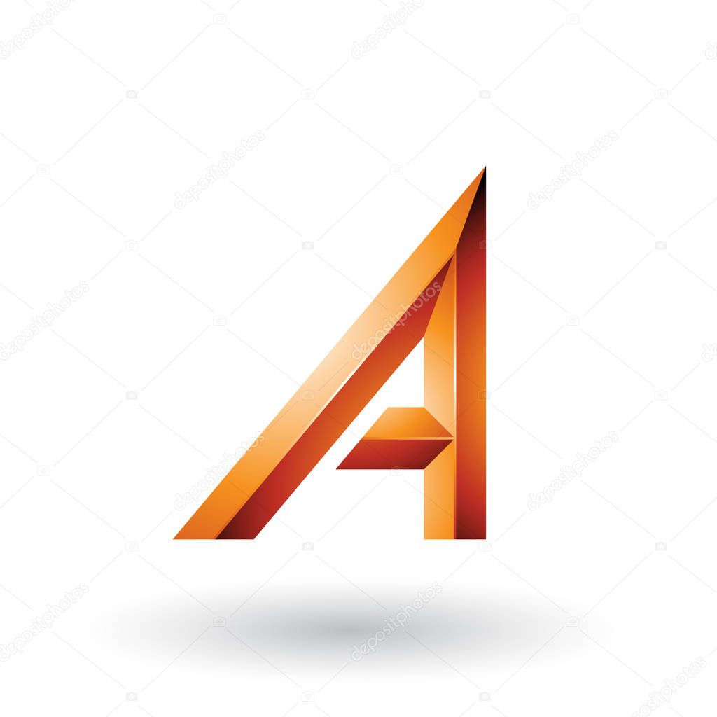 Illustration of Orange Bold and Curvy Geometrical Letter A isolated on a White Background