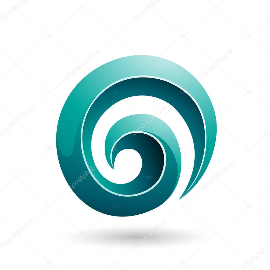 Illustration of Persian Green 3d Glossy Swirl Shape isolated on a white background