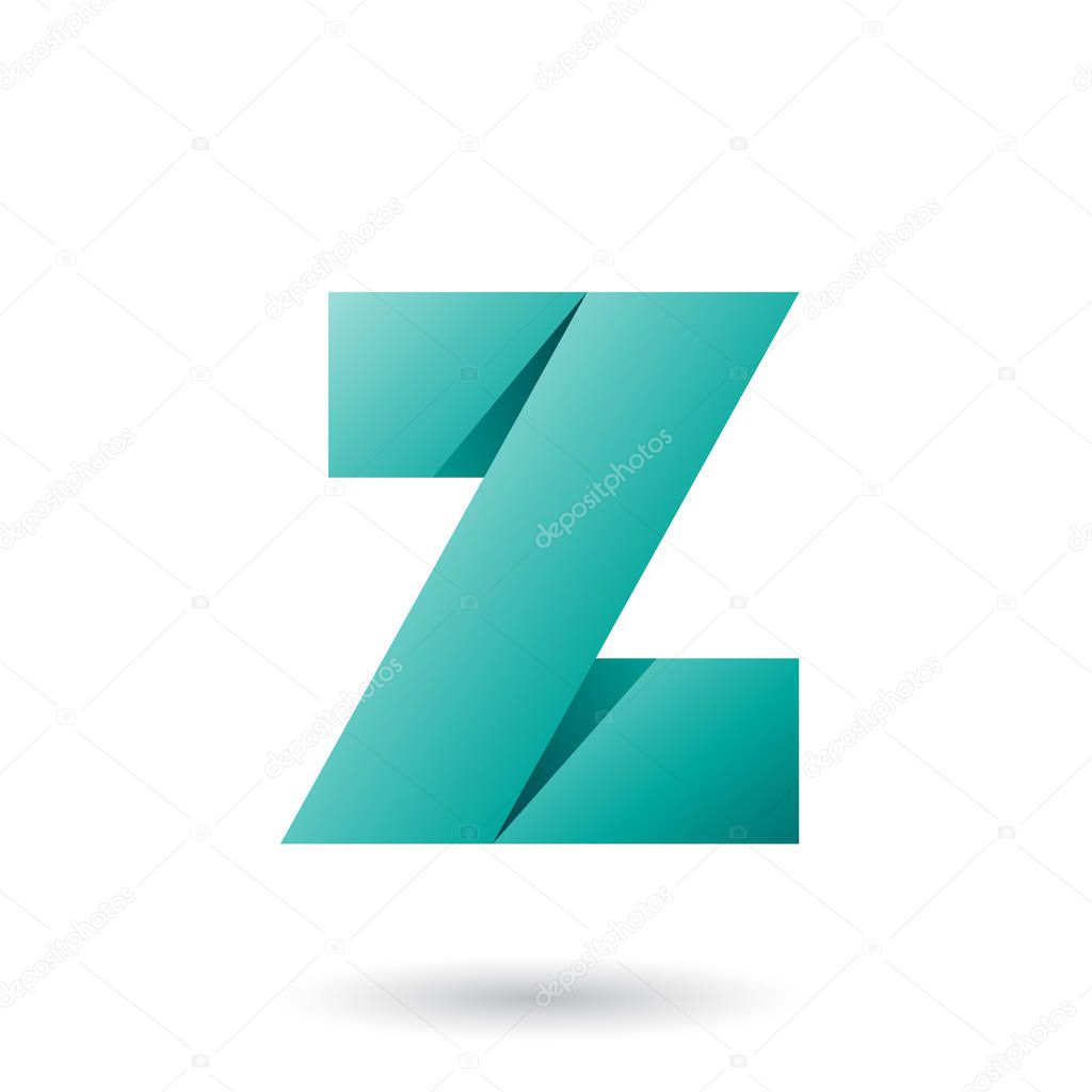 Illustration of Persian Green Folded Paper Letter Z isolated on a White Background