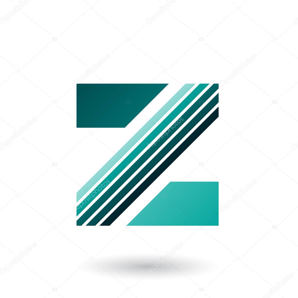 Illustration of Persian Green Letter Z with Thick Diagonal Stripes isolated on a White Background