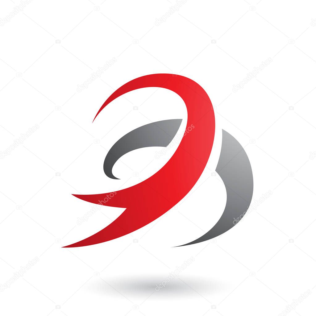 Illustration of Red Abstract Wind and Twister Shape isolated on a White Background