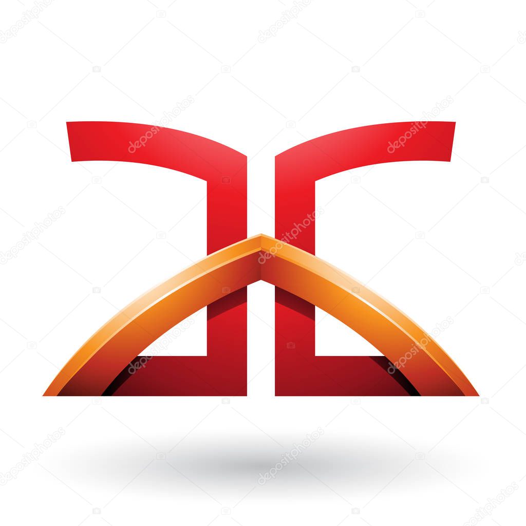 Illustration of Red and Orange Bridged Letters of A and G isolated on a White Background