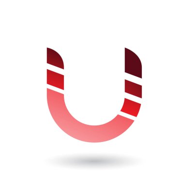 U Harfi İllüstrasyon için Kırmızı Çizgili Kalın Simge