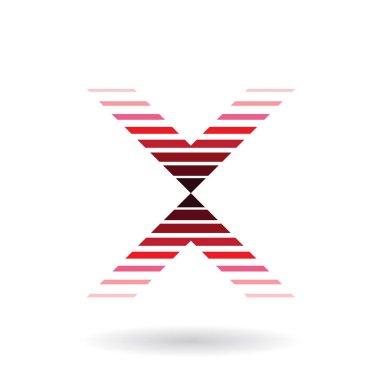 X Harfi İllüstrasyon için Kırmızı Çizgili Simge