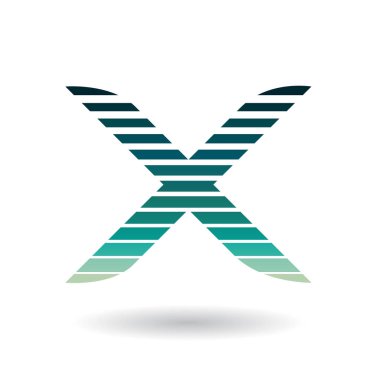 Letter X İllüstrasyon için Yuvarlak Çizgili Farsça Yeşil Simge