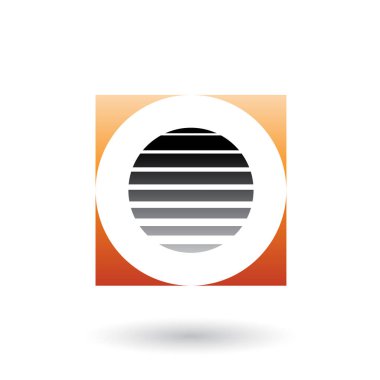 O Harfi İllüstrasyon için Çizgili Kare Turuncu ve Siyah Simge