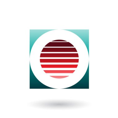 Letter O İllüstrasyon için Çizgili Kare Kırmızı ve Yeşil Simge