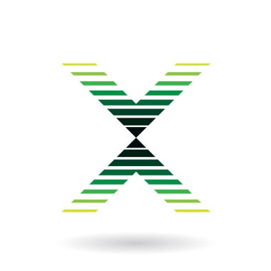 X Harfi İllüstrasyon için Yeşil Çizgili Simge