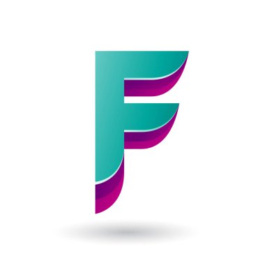 F Harfi İllüstrasyon için Katmanlı 3d Farsça Yeşil Simge