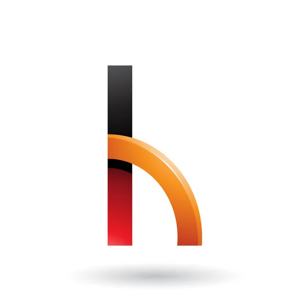 Κόκκινο και πορτοκαλί γράμμα H με γυαλιστερό σχήμα κυρτού σχήματος — Φωτογραφία Αρχείου