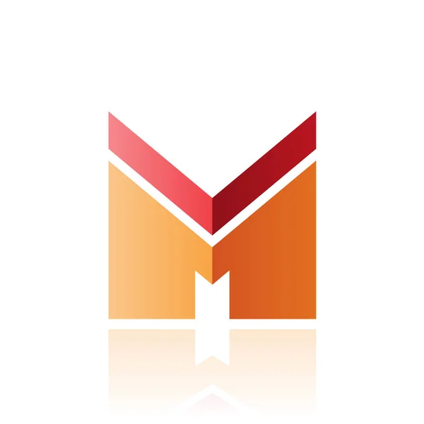 Red and Orange Letter M with a Thick Stripe and Reflection Illus — Stock Photo, Image