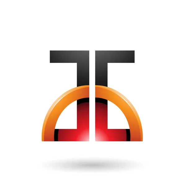 Rote und orange Buchstaben A und G mit einem glänzenden Halbkreis Illustr — Stockfoto