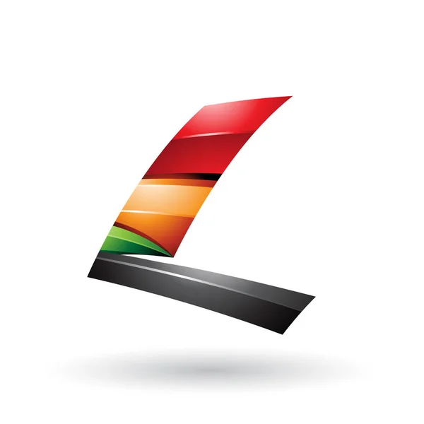 Röd svart och orange dynamisk glänsande flygande bokstaven L illustration — Stockfoto