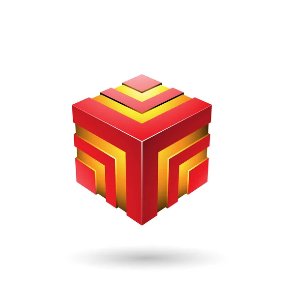 Illustration Cube rayé rouge — Photo