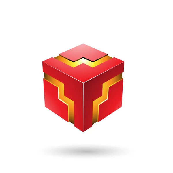 Red Bold Zigzag Cube illusztráció — Stock Fotó