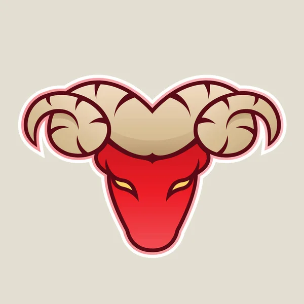 Red Aries or Ram Icon Front View Illustration — Stock Photo, Image