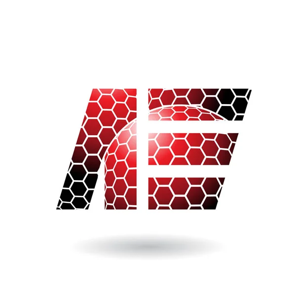 ハニカムパターンイラスト付きAとEの赤い二重文字 — ストック写真