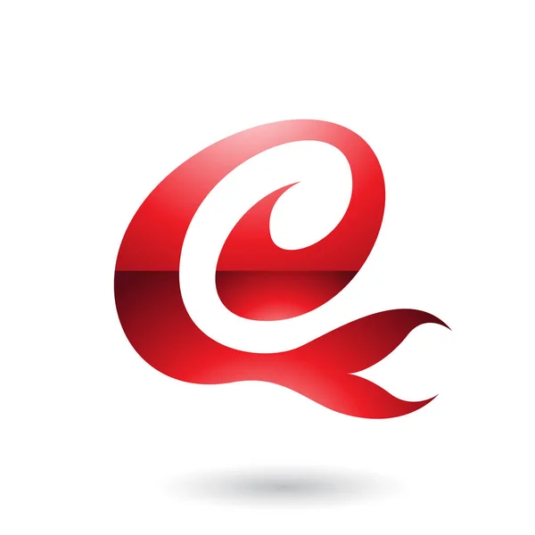 Red Glossy Curvy Fun Letter E Illustration — Stock Photo, Image