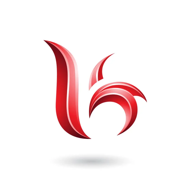 Red Glossy Leaf în formă de literă B sau K Illustration — Fotografie, imagine de stoc