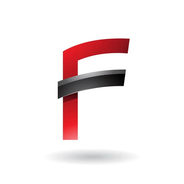 Rode letter F met zwarte glanzende stok illustratie — Stockfoto