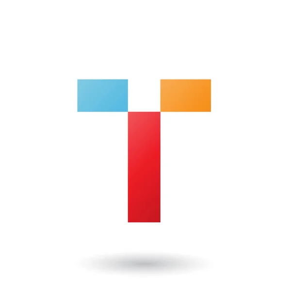 Literă roșie T cu forme dreptunghiulare Ilustrație — Fotografie, imagine de stoc