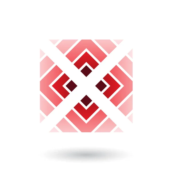 Piros levél X betű ikon-val négyzet és háromszögek illusztráció — Stock Fotó