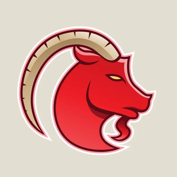 Röd get med en lång horn ikon Illustration — Stockfoto