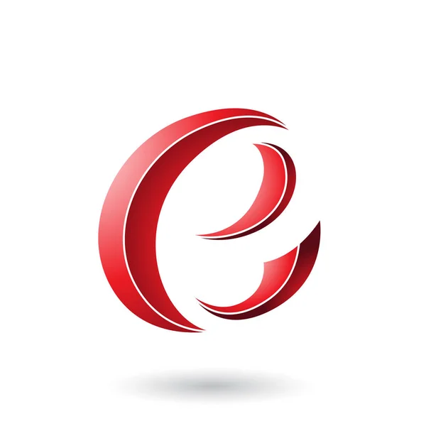 赤い縞模様の三日月形文字 E イラスト — ストック写真