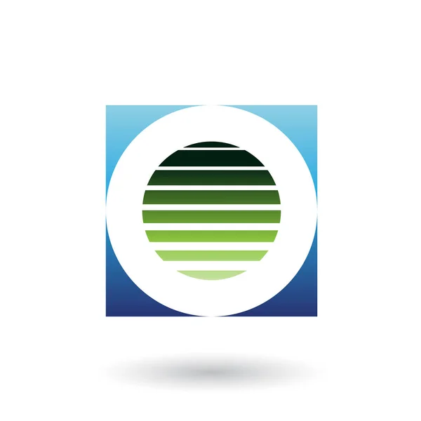 Randig fyrkantig blå och grön ikon för bokstaven O illustration — Stockfoto