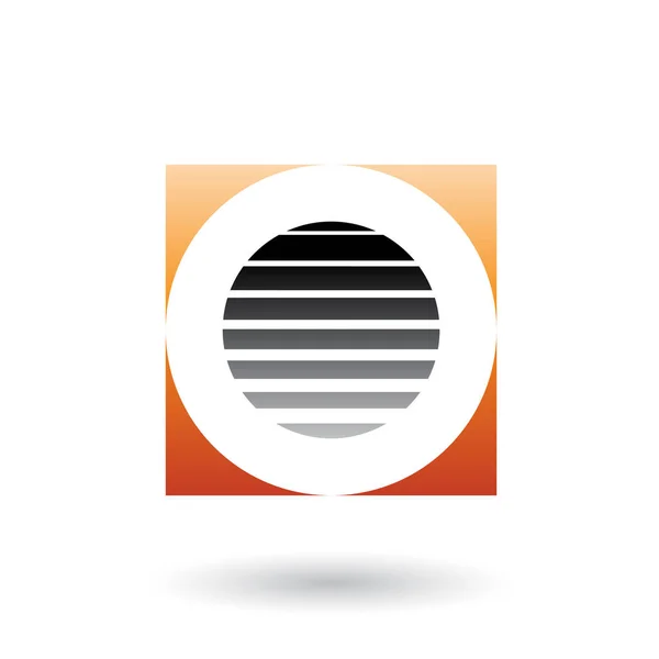 Kwadrat w paski pomarańczowy i czarny ikona list O ilustracji — Zdjęcie stockowe